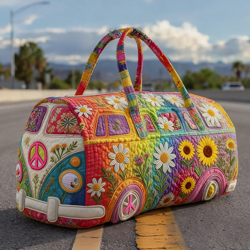 Hippie Style Print Quilted Duffle Bag - Multicolor - one size - image 1