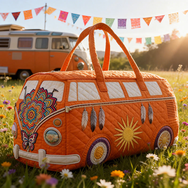 Hippie Patterns Print Quilted Duffle Bag - Orange - one size - image 1