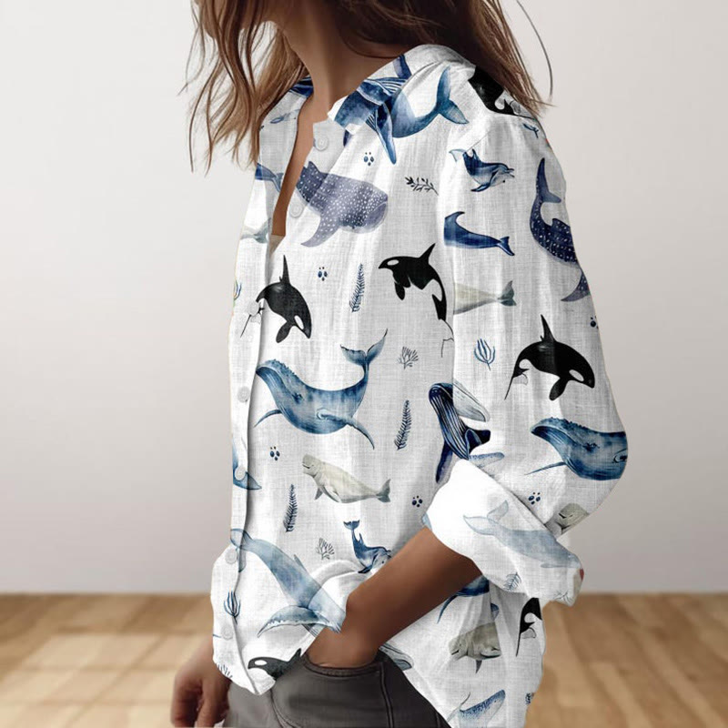 Ocean Animals Art Print Long Sleeve Shirt - image 2