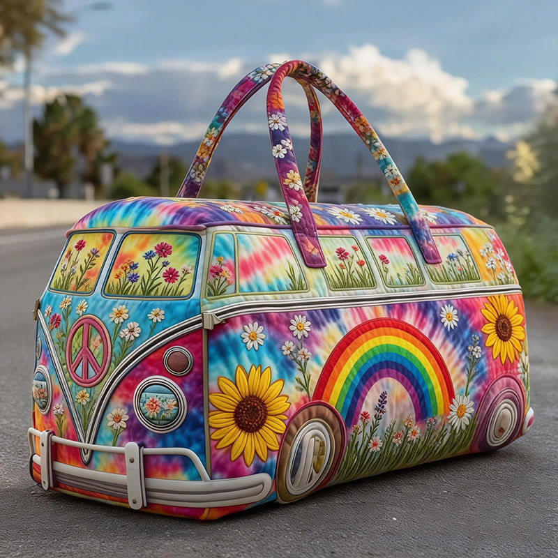 Tie-dyed Rainbow Print Quilted Duffle Bag - Multicolor - one size - image 1