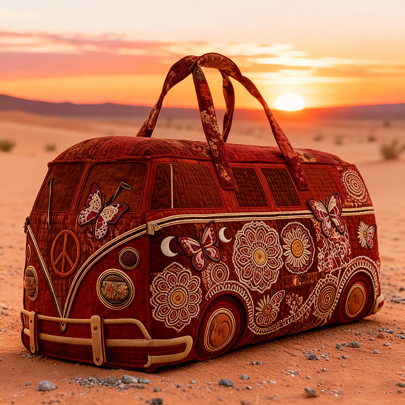 Vintage Mandala Pattern Print Quilted Duffle Bag - Red - one size - image 1