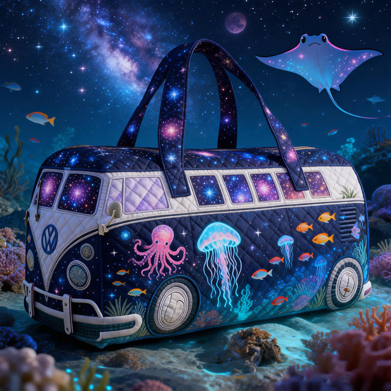 Ocean And Starry Sky Print Quilted Duffle Bag - Multicolor - one size - image 1