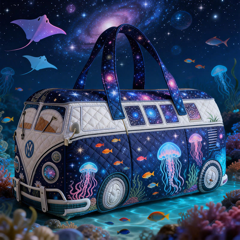Dreamy Ocean And Starry Sky Print Quilted Duffle Bag - Multicolor - one size - image 1