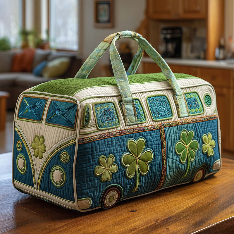 Clover Print Quilted Duffle Bag - Green - one size - image 1