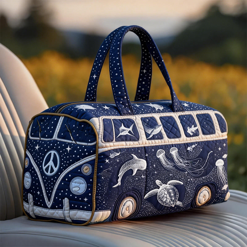 Starry Ocean Print Quilted Duffle Bag - Blue - one size - image 1