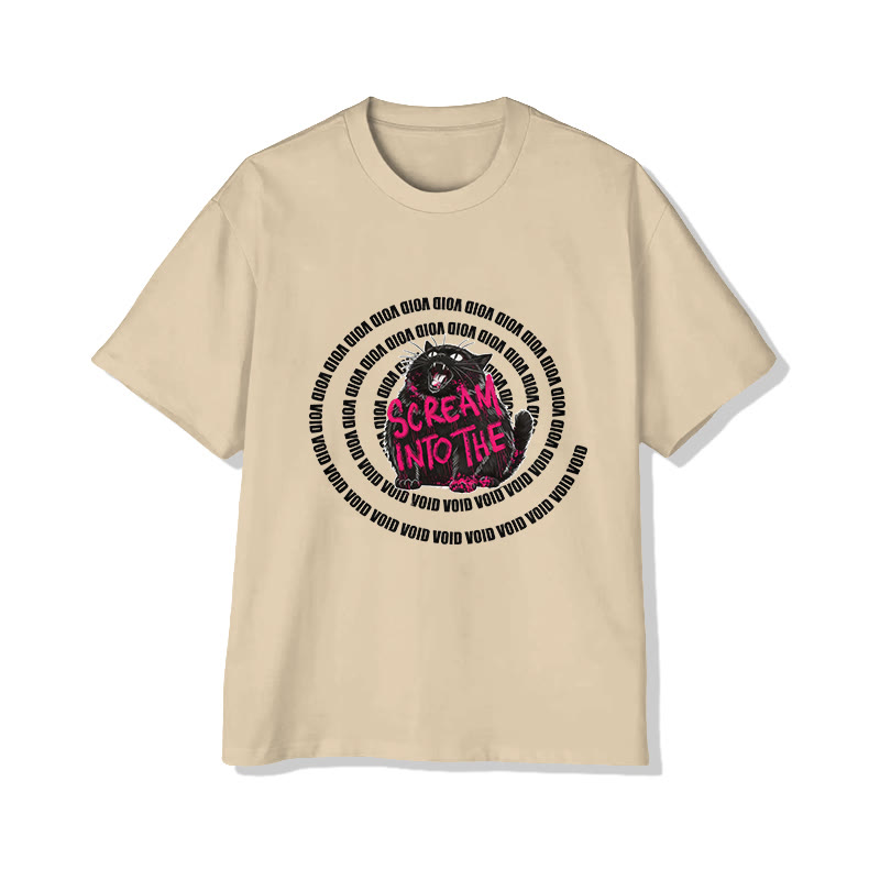 Unisex Scream Into The Void Print Short Sleeved Crew Neck T-shirt - Apricot - 2XL - image 1