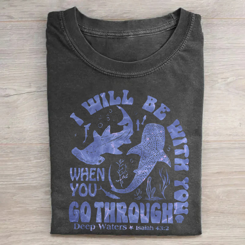 Ocean Isaiah Faith Pattern 43:2 Pattern print Acid Washed T-shirt - Purple - US20-22(3XL) - image 2