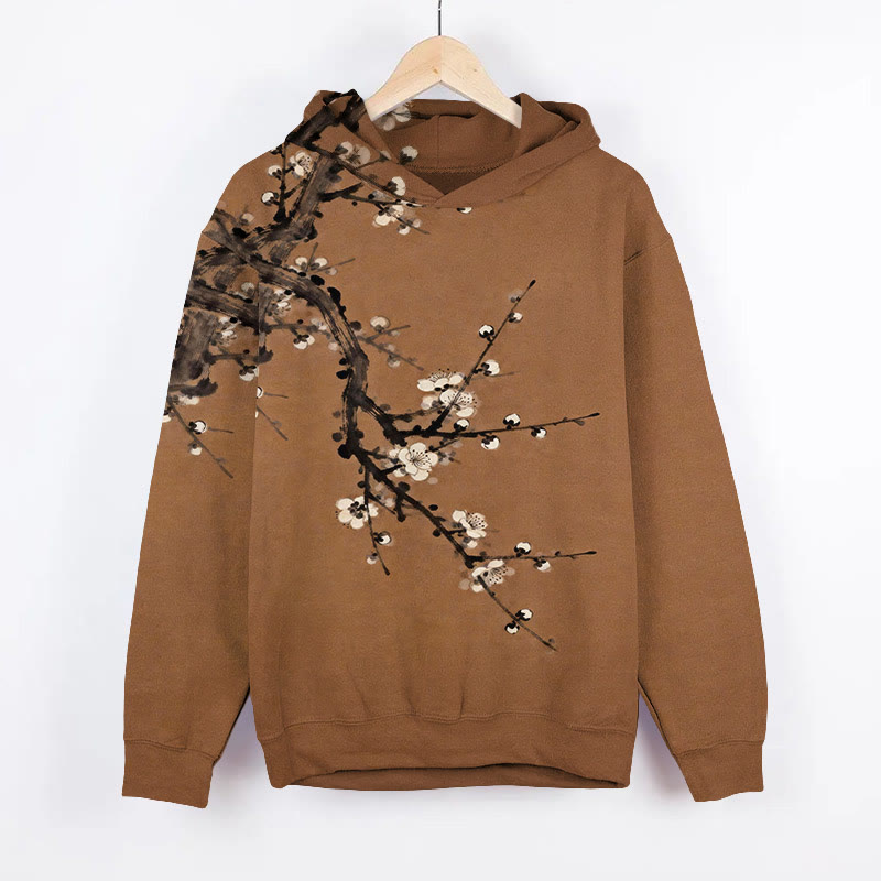 Japanese Ink Plum Blossom Art Print Long Sleeve Hoodie - image 2