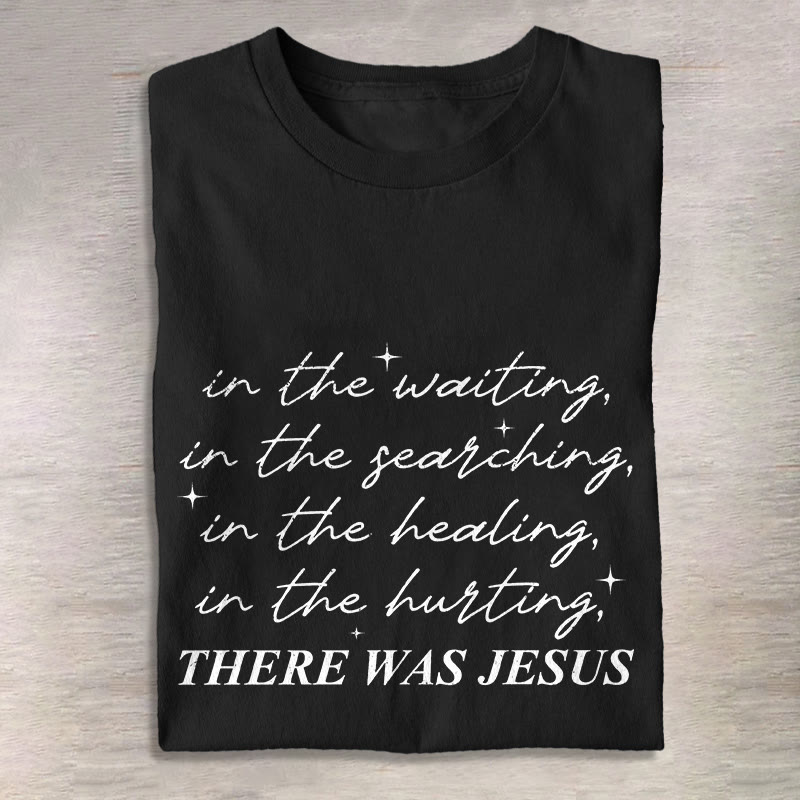 Unisex Christian There Was Jesus Print Three Rabbits Pattern Cotton Print T-shirt - Black - US20-22(3XL) - image 2