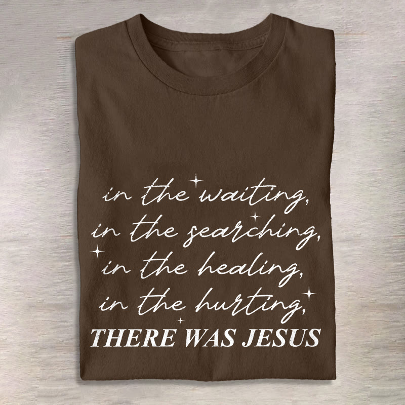 Unisex Christian There Was Jesus Print Three Rabbits Pattern Cotton Print T-shirt - Coffee - US20-22(3XL) - image 1