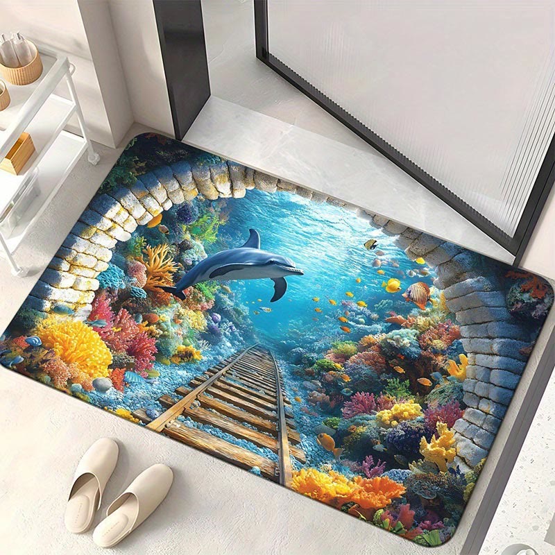 3D Visual Effect Underwater World Wear-resistant and Stain-resistant Bath Mat - 1 - 60*90cm - image 1