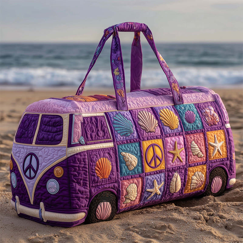 Seashell Starfish Quilted Duffle Bag - Purple - one size - image 1
