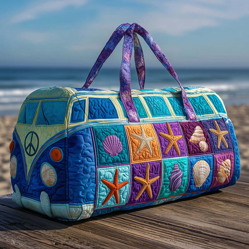 Vintage Ocean Quilted Duffle Bag - Blue - one size - image 1