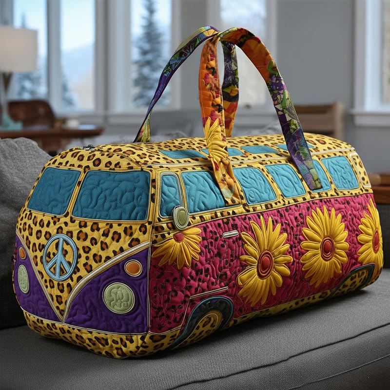 Vintage Boho Bloom Quilted Duffle Bag - Yellow - one size - image 1
