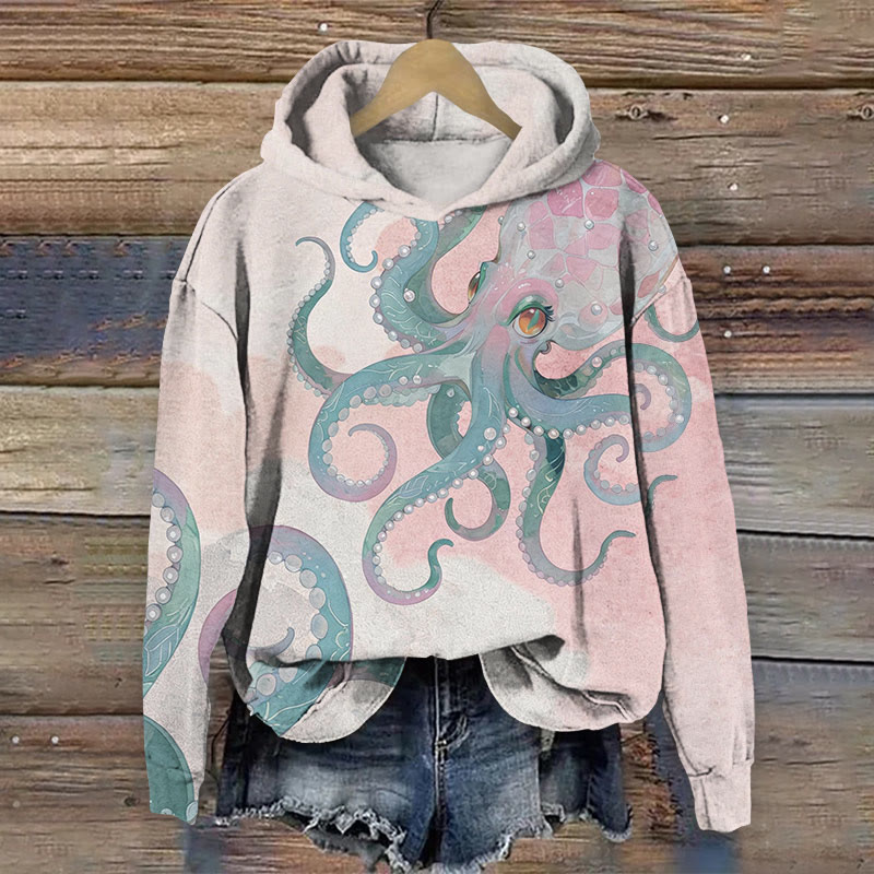 Fantasy Octopus Art Print Long Sleeve Hoodie - image 2