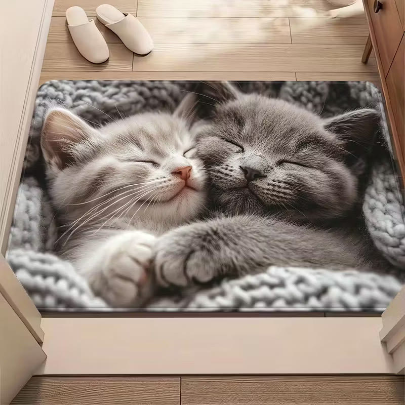 3D Vision Cat Series Printed Easy-to-care Stain-resistant And Wear-resistant Door Mat - 2 - 60*90cm - image 2