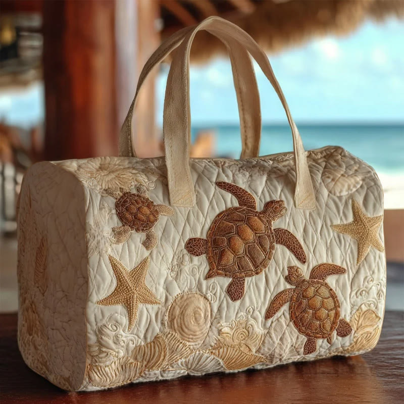 Turtle Beach Pattern Print Quilted Duffle Bag - Apricot - one size - image 1