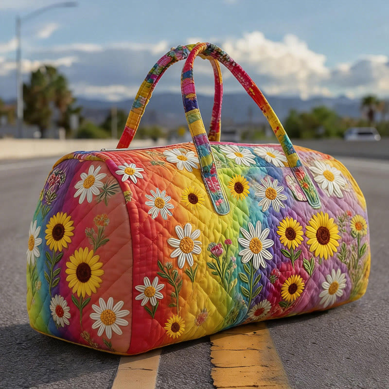 Hippie Style Print Quilted Duffle Bag - image 1