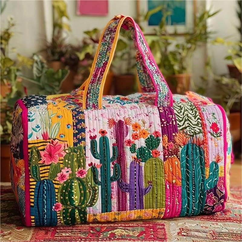 Hippie Cactus Quilted Travel Bag - Multicolor - one size - image 1