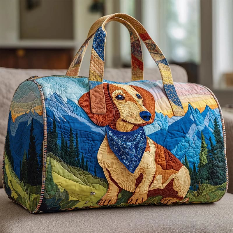 Cute Pet Dog Pattern Quilted Travel Bag - Blue - one size - image 1