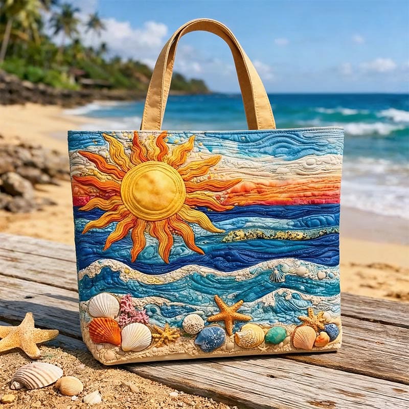 Hippie Wave Pattern Quilted Tote Bag - Multicolor - one size - image 1