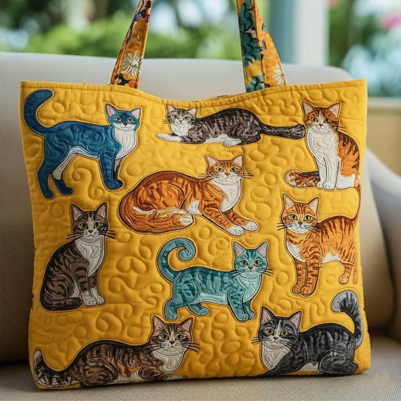 Cute Kittens Pattern Quilted Tote Bag - Multicolor - one size - image 1