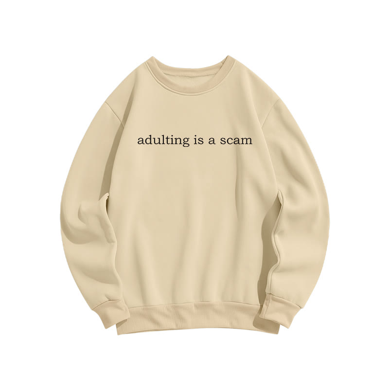Adulting Is A Scam Print Sweatshirt - Apricot - US16-18(2XL) - image 4