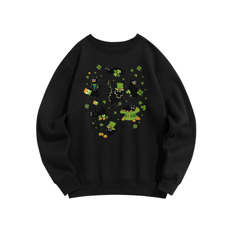 St. Patrick's Lucky Black Cats Print Sweatshirt - Black - US16-18(2XL) - image 4