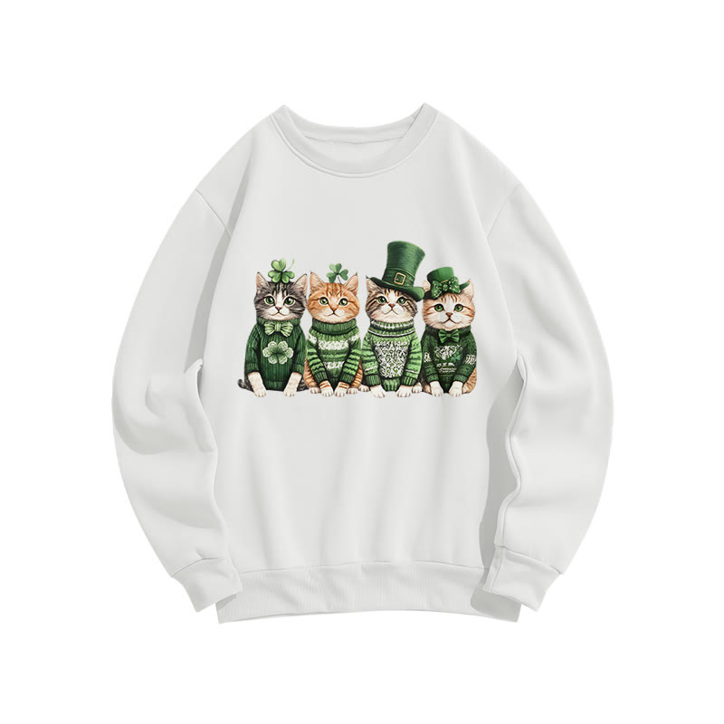St. Patrick's Lucky Kittens Print Sweatshirt - White - US16-18(2XL) - image 2