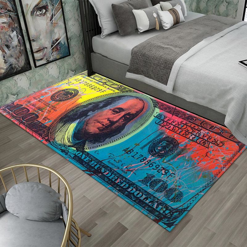 Dollar Pattern Printed Crystal Velvet Bedroom Mat - distressed colored paper - 80*200cm - image 5