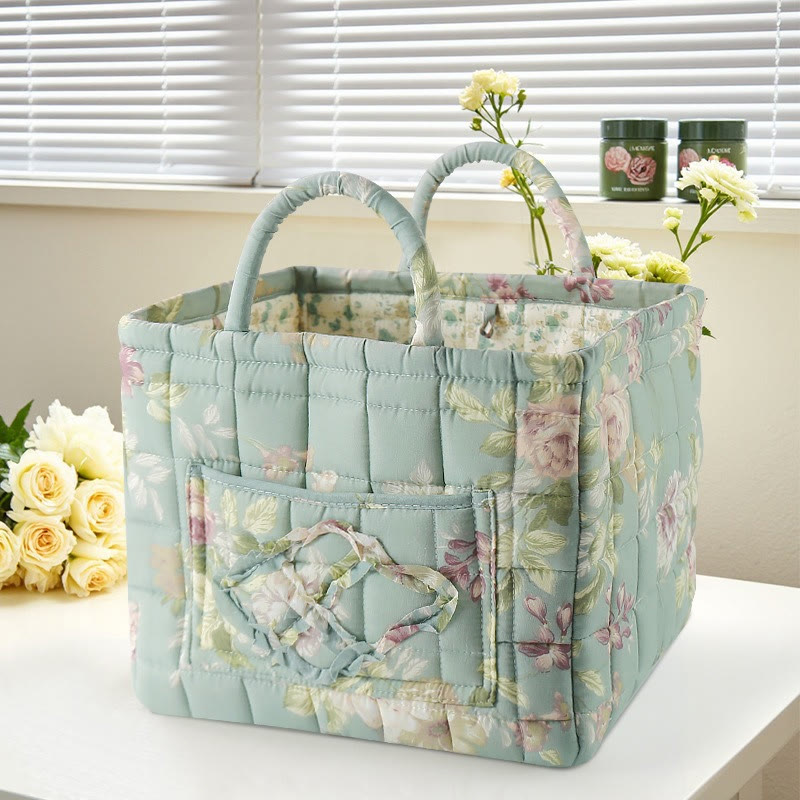 Elegant Floral Pattern Quilted Storage Basket - 3160 - 33*27*28 - image 3