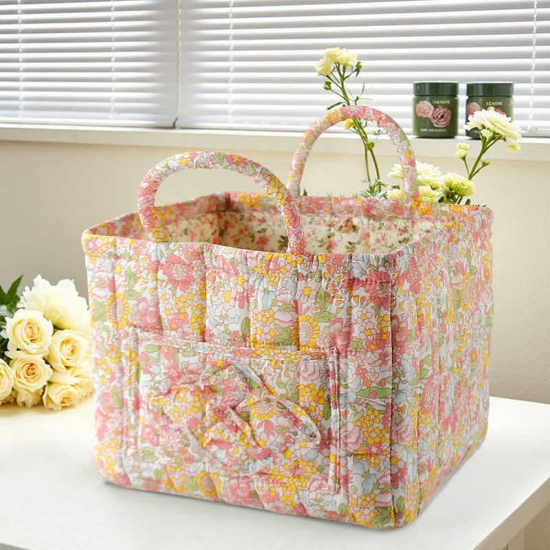 Elegant Floral Pattern Quilted Storage Basket - 1888 - 33*27*28 - image 8