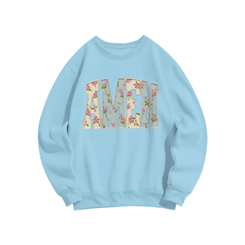 Floral Amen Print Sweatshirt - Blue - US16-18(2XL) - image 2