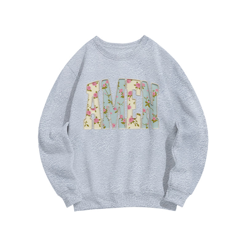 Floral Amen Print Sweatshirt - Grey - US16-18(2XL) - image 3