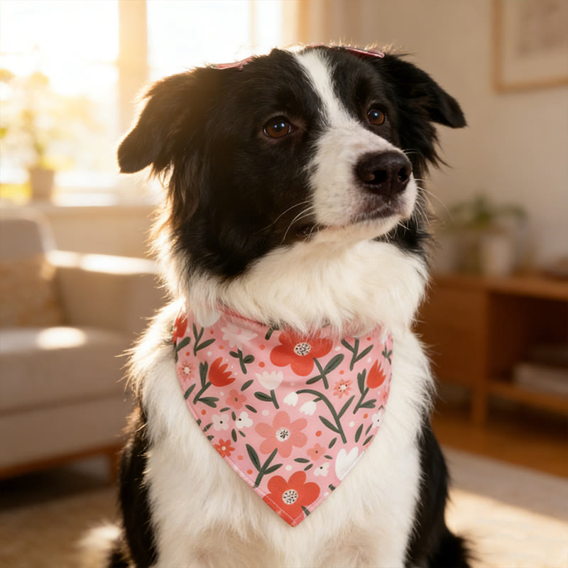 Cute Floral Pattern Prints dog and cat bandana - image 1