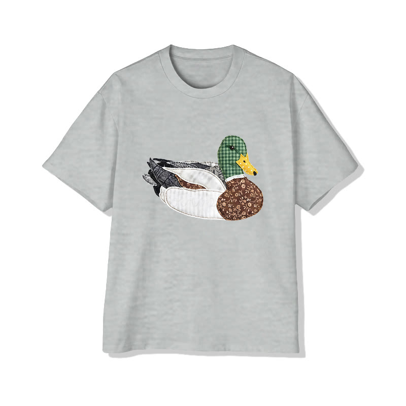 Rural Floral Farm Friend duck pattern Print Pattern Cotton Print T-Shirt - Grey - US16-18(2XL) - image 2