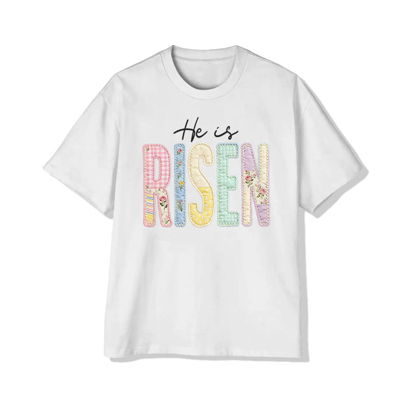 Christian He Is Risen Pattern Print Pattern Cotton Print T-shirt - White - US16-18(2XL) - image 1