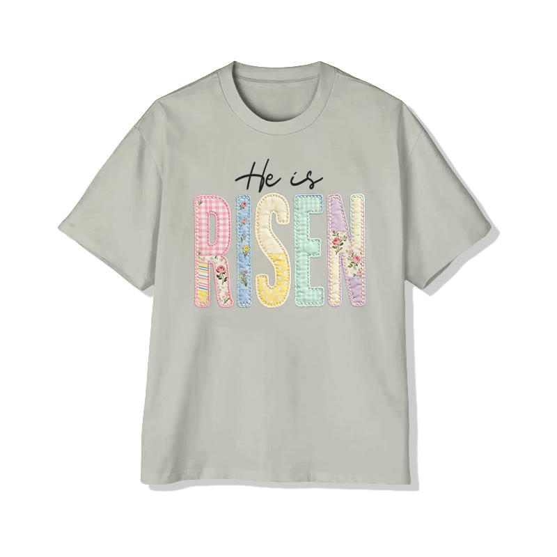 Christian He Is Risen Pattern Print Pattern Cotton Print T-shirt - Warm Grey - US16-18(2XL) - image 5
