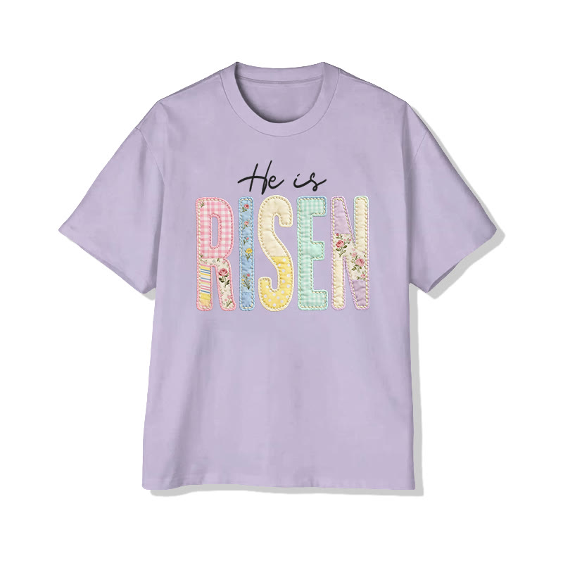 Christian He Is Risen Pattern Print Pattern Cotton Print T-shirt - Light Purple - US16-18(2XL) - image 8