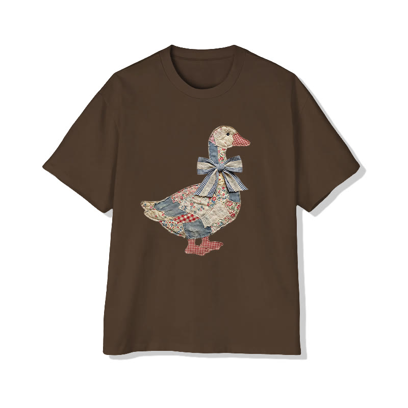 Farm Friends Ducks Pattern Print Pattern Cotton Print T-shirt - Coffee - US16-18(2XL) - image 10