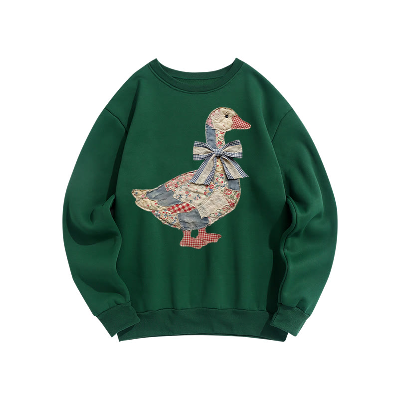 Trendy Easter Patchwork Grandmacore Goose Print Sweatshirt - Green - US16-18(2XL) - image 8