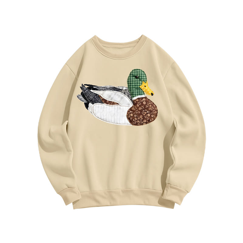 Vintage Floral Patchwork Duck Print Sweatshirt - Apricot - US16-18(2XL) - image 1