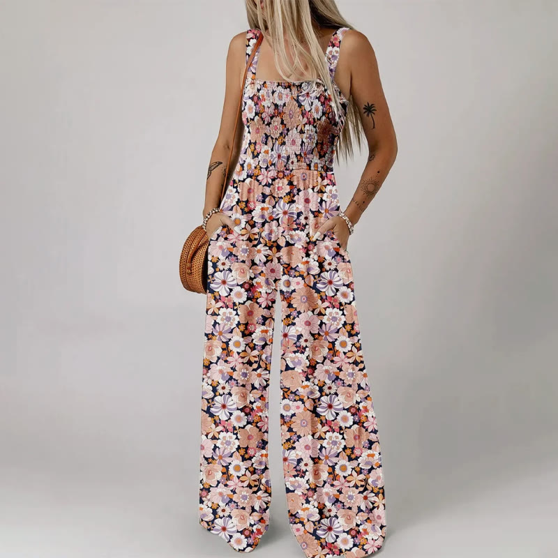 Vacation Hippie Floral Print  Sleeveless Jumpsuit - image 1