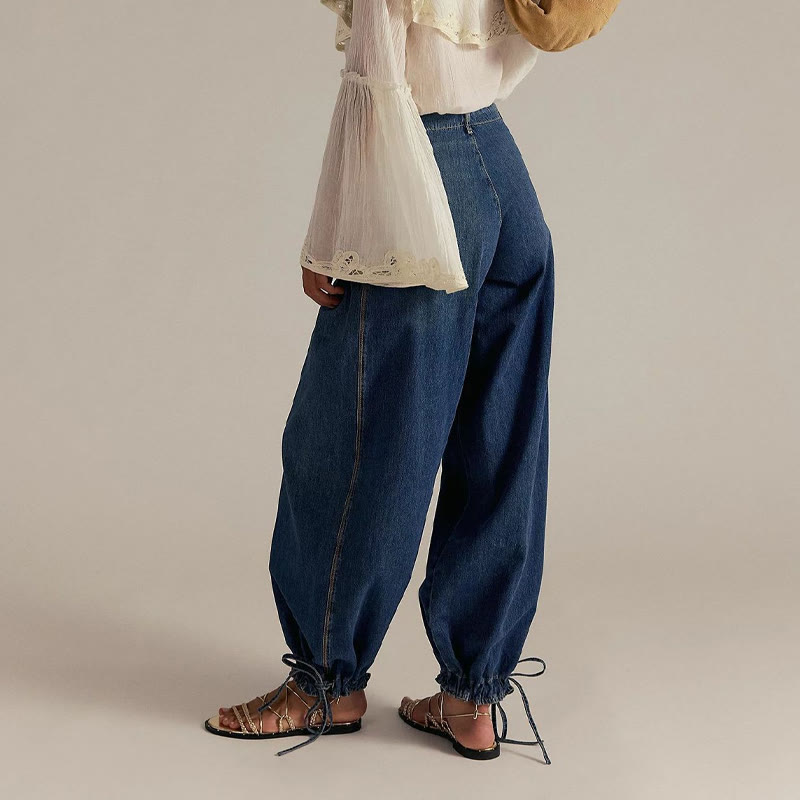 Vintage Drawstring Tie&pocket  Lantern Jeans - image 3