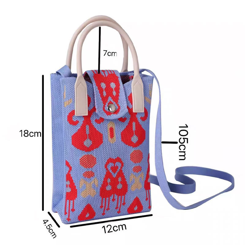 Boho Ethnic Patterns Knitted Crossbody Bag - image 22