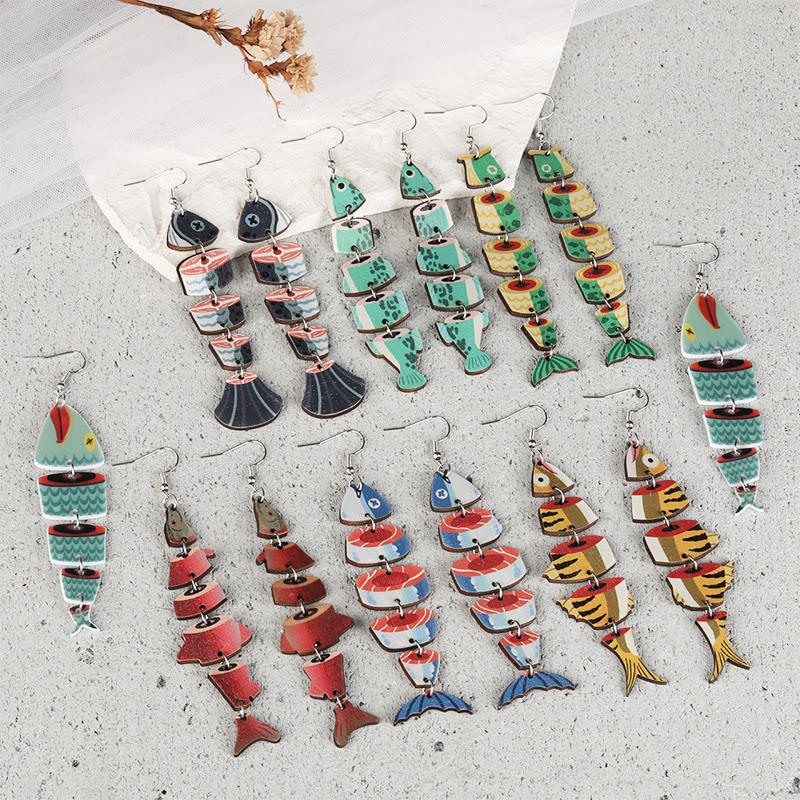 Funnycutting Fish Eco-friendly Acrylic And Wood Earring - image 1