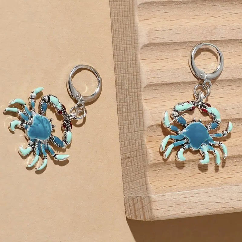 Hawaii Beach Crab Drip-oil Earrings - image 2