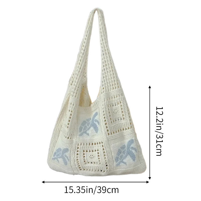 Boho Beach Turtle Open-knit One-shoulder Bag - image 5