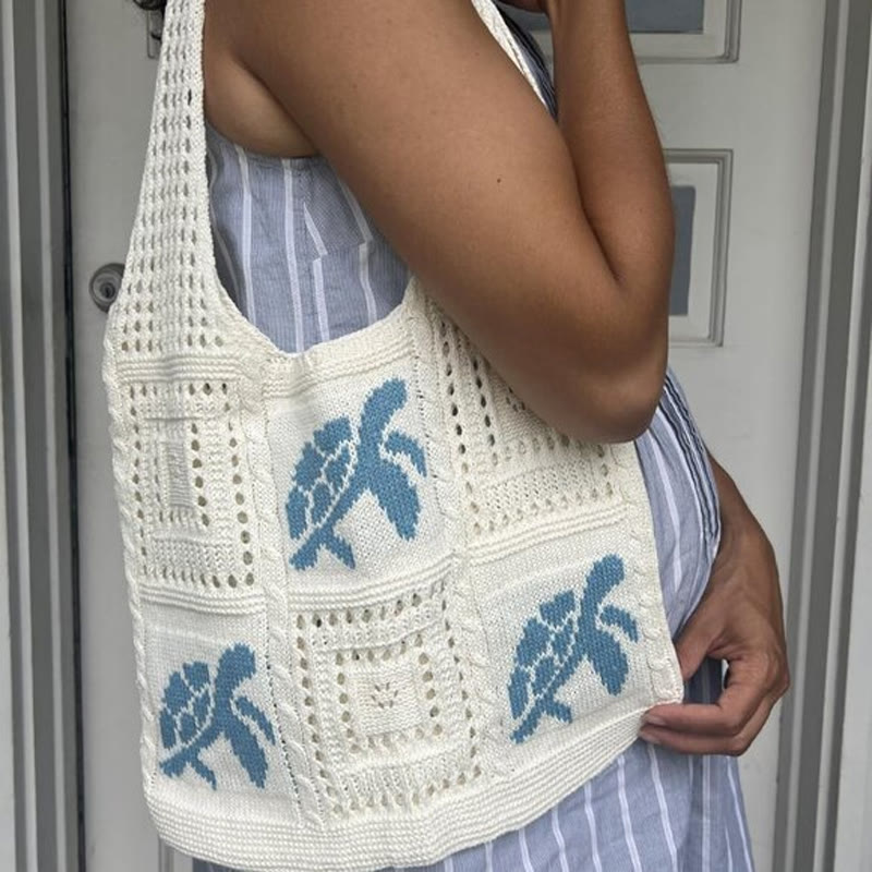 Boho Beach Turtle Open-knit One-shoulder Bag - image 1