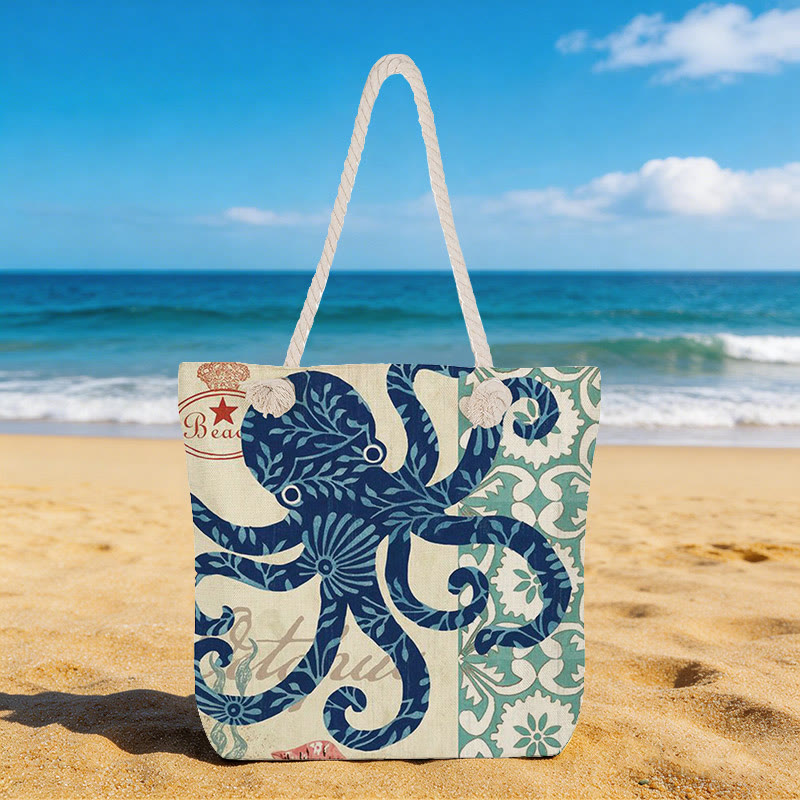 Retro Rope Single-shoulder Tote Bag - octopus-01 - 45*35*12cm - image 1